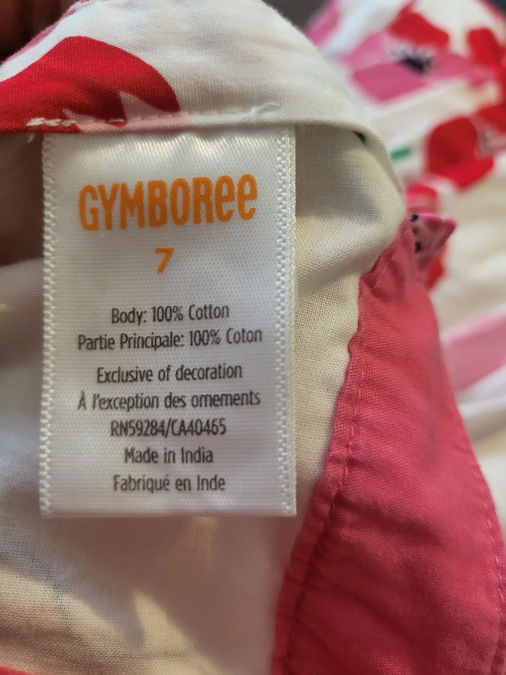 GYMBOREE Pink and Red Floral Bow Dress